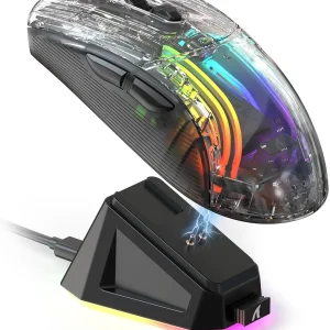 Wireless Gaming Mouse with RGB Charging Dock