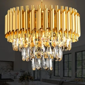 Modern  Luxury 3-Tier Gold Crystal Chandelier for Dining Room/Living Room/Kitchen Island/Bedroom