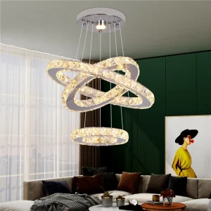 Crystal Led Ring Pendant Lights Modern Chandelier.