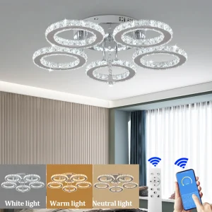 Crystal LED  Modern Chandelier Ceiling Lamp With Remote Control.