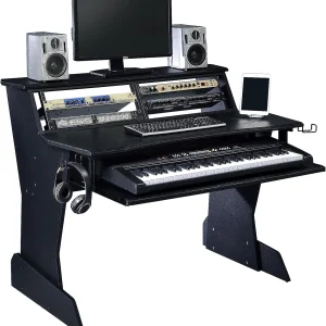 BE200 Series Music Studio Desk Workstation with 2 x 4U Rack (Black)