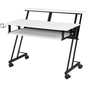 Suitor Wooden Top Music Recording Studio Desk in White and Black