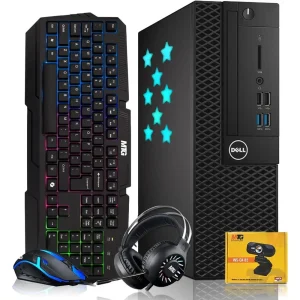 Gaming Desktop PC Bundle: Intel i7, 16GB RAM, 512GB SSD, GT 730, RGB Keyboard, AI Copilot, Mouse, RGB Headset, Webcam, Wi-Fi, Wi